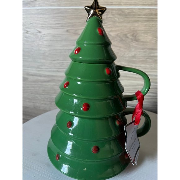 Hallmark Christmas Tree Stacking Mug Coffee Cup Mug Stackable Ceramic 10”Tall - Picture 2 of 7
